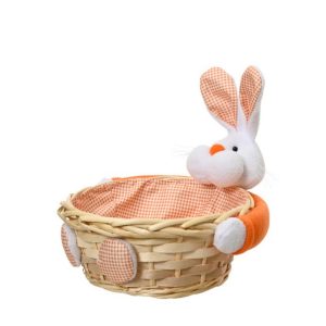 CESTINO CON CONIGLIO H22 D20 CM arancione (Cod. 40125-02)
