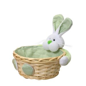 CESTINO CON CONIGLIO H22 D20 CM verde (Cod. 40125-01)