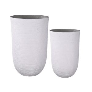 SET 2 PZ. PORTAFIORI ALTI TONDI D36 H55 - D43 H68 bianco-lucido (Cod. 40060-01)
