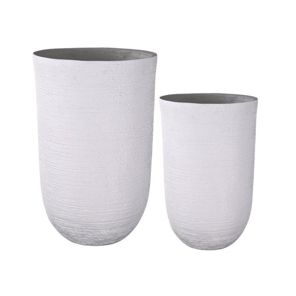 SET 2 PZ. PORTAFIORI ALTI TONDI D36 H55 - D43 H68 bianco-lucido (Cod. 40060-01)