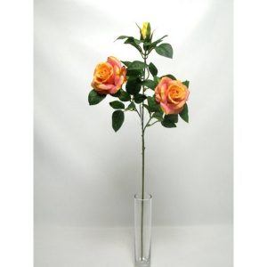 RAMO 2 ROSE E 2 BOCCIOLI 67CM arancio (Cod. 31643-08)