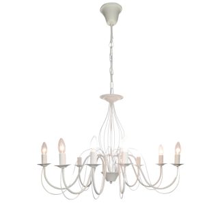 LAMPADARIO A SOSPENSIONE 8 LUCI D.78 H.52.5 bianco- (Cod. 40057-01)