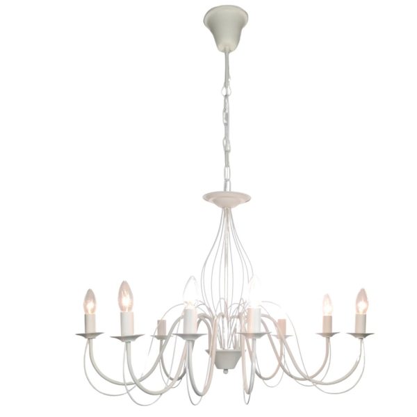 LAMPADARIO A SOSPENSIONE 8 LUCI D.78 H.52.5 bianco- (Cod. 40057-01)