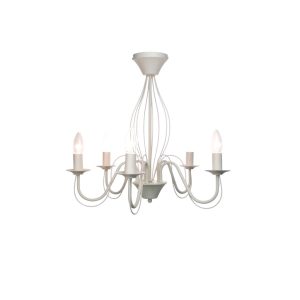 LAMPADARIO A SOSPENSIONE 5 LUCI  D53 H46 bianco-satinato (Cod. 40058-01)