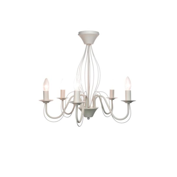 LAMPADARIO A SOSPENSIONE 5 LUCI  D53 H46 bianco-satinato (Cod. 40058-01)