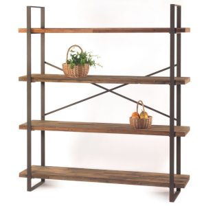 SCAFFALE 4 PIANI GRANDE FERRO/LEGNO 160X36 H180  (Cod. 40063-01)