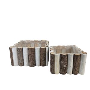 SET 2 PZ. QUADRATO FENCY 25X25 - 18X18 CM bianco (Cod. 40185-01)