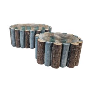 SET 2 PZ. OVALE FENCY 30X22 - 23X17 CM naturale-azzurro (Cod. 40215-02)