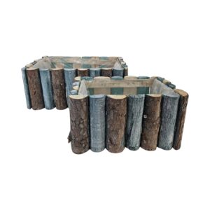 SET 2 PZ.  RETTANGOLARE FENCY 30X20 - 22X14 CM naturale-azzurro (Cod. 40216-02)