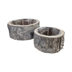SET 2 PZ.  ROTONDO BETULLA D26 H11 - D18 H9 CM naturale (Cod. 40221-01)