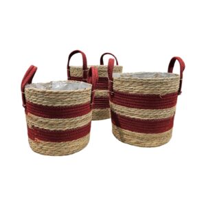 SET 3 PZ. CESTO CORDA TIERRA CON MANICI D30 CM rosso (Cod. 40226-02)