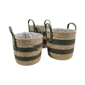 SET 3 PZ. CESTO CORDA TIERRA CON MANICI D30 CM verde (Cod. 40226-03)