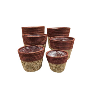 SET 6 PZ. CESTO TIERRA CORDA D26-12 H23-10 CM bordeaux (Cod. 40229-01)