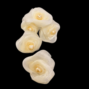 SET 6 FIORI ORGANZA CON SPILLO H6,5 CM  (Cod. 13479-01)