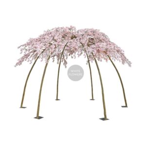 GAZEBO FIORI PESCO 36 RAMI 6 BASI METALLO D340 H245 CM bianco (Cod. 40189-02)
