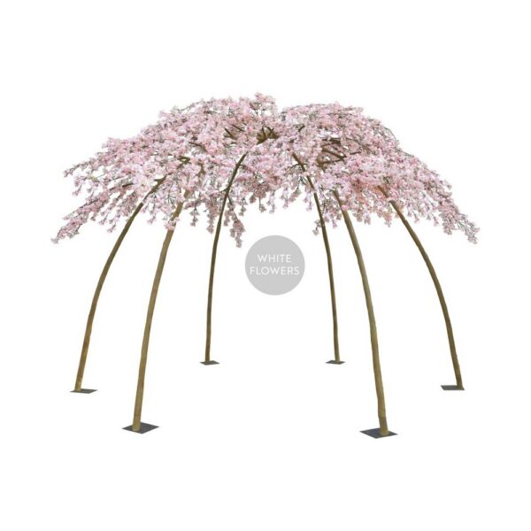 GAZEBO FIORI PESCO 36 RAMI 6 BASI METALLO D340 H245 CM bianco (Cod. 40189-02)
