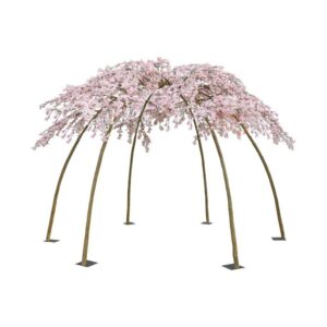 GAZEBO FIORI PESCO 36 RAMI 6 BASI METALLO D340 H245 CM rosa (Cod. 40189-01)