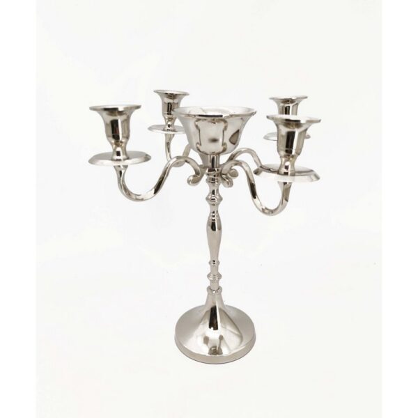 CANDELABRO ALLUMINIO 4 FIAMME CON COPPA H32,5 CM  nichel (Cod. 40187-01)