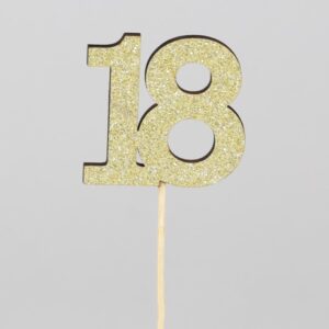 SET 12 PZ PICK LEGNO NUMERO 18 H26 CM oro (Cod. 40277-01)
