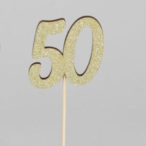 SET 12 PZ PICK LEGNO NUMERO 50 H26 CM oro (Cod. 40279-01)
