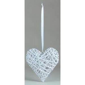 CUORE VIMINI BIANCO CON NASTRO CM 12X12 CM  (Cod. 38032-01)