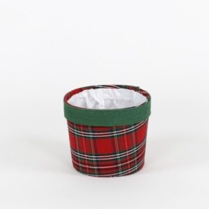 PORTAVASO JUTA SCOZZESE PER VASO D14 CM rosso-con-bordo-verde (Cod. 40281-01)