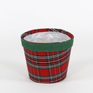 PORTAVASO JUTA SCOZZESE  PER VASO D16 CM rosso-con-bordo-verde (Cod. 40282-01)