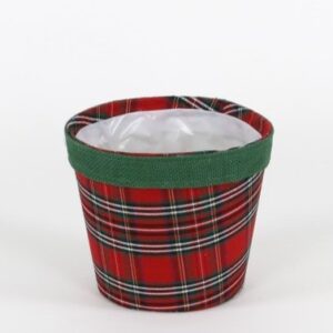 PORTAVASO JUTA SCOZZESE PER VASO D18 CM rosso-con-bordo-verde (Cod. 40283-01)
