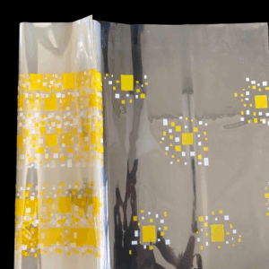 FOGLI CELLOPHANE TRASP. STAMPATO 30MY CM 100X130 50PZ square-giallo-bianco (Cod. 106-20)