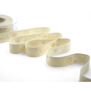 NASTRO TELA RUSTICA BUON NATALE 25 MM 15 MT oro (Cod. 40247-02)