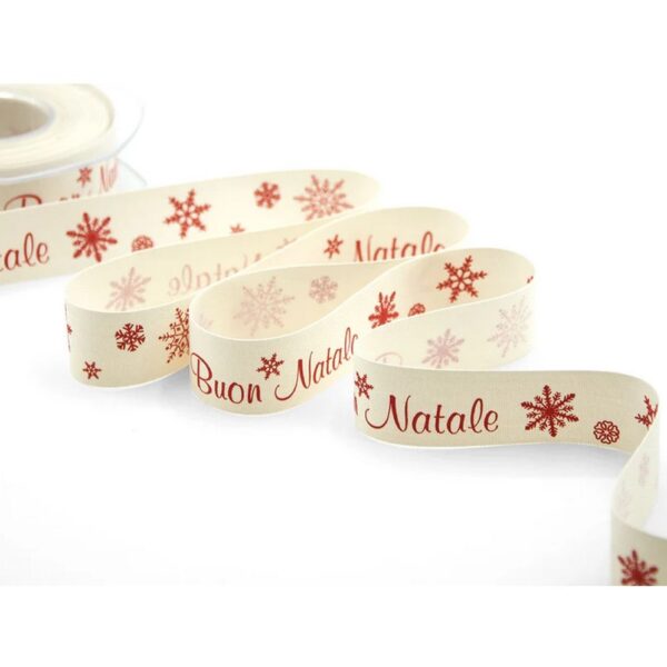NASTRO TELA RUSTICA BUON NATALE 25 MM 15 MT rosso (Cod. 40247-01)