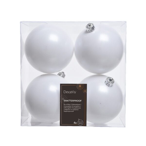 4 PZ. PALLINE DI NATALE D10 CM  bianco-inverno (Cod. 38102-14)