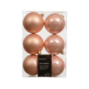 6 PZ. PALLINE DI NATALE D.8 CM  peach-pearl (Cod. 38109-10)
