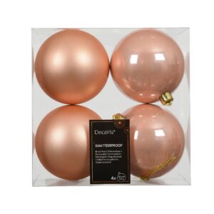 4 PZ. PALLINE DI NATALE D10 CM  peach-pearl (Cod. 38102-15)
