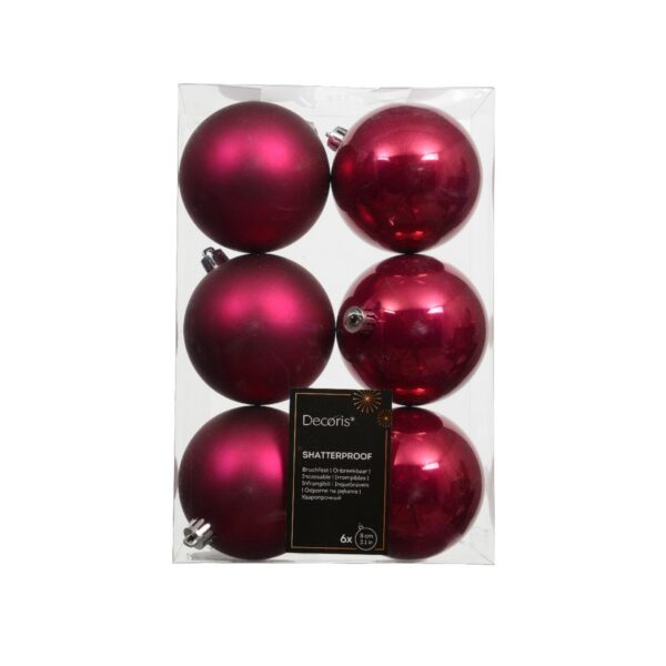 6 PZ. PALLINE DI NATALE D.8 CM  festive-pink (Cod. 38109-13)