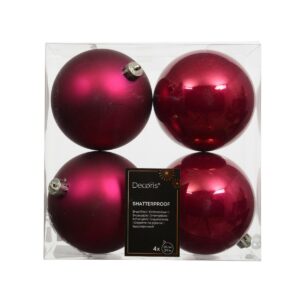 4 PZ. PALLINE DI NATALE D10 CM  festive-pink (Cod. 38102-17)