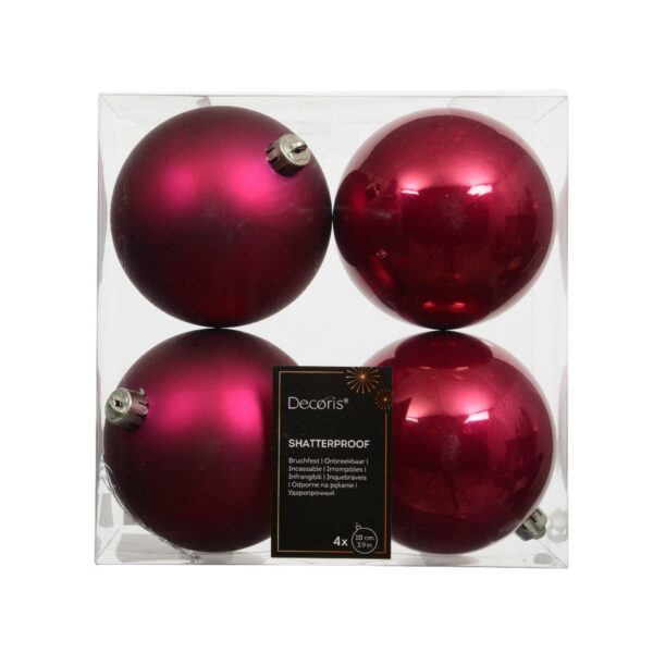4 PZ. PALLINE DI NATALE D10 CM  festive-pink (Cod. 38102-17)