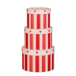 SET 3 SCATOLE CUORI  H14 D21- H13 D18- H12 D15 CM rosso (Cod. 40362-01)