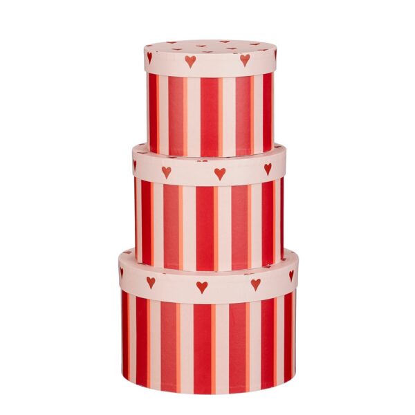 SET 3 SCATOLE CUORI  H14 D21- H13 D18- H12 D15 CM rosso (Cod. 40362-01)