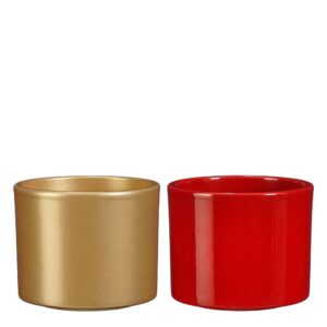 SET 2 VASI ERA H10 D12 CM oro-e-rosso (Cod. 40397-01)