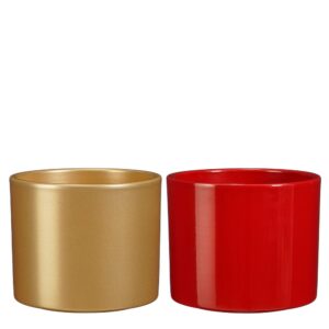 SET 2 VASI ERA H13 D15 CM oro-e-rosso (Cod. 40398-01)