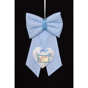 FIOCCO NASCITA ARTIGIANALE STOFFA C/BIGLIETTINO azzurro (Cod. 33867-01)