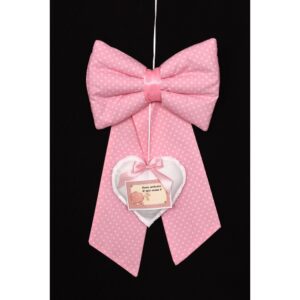 FIOCCO NASCITA ARTIGIANALE STOFFA C/BIGLIETTINO rosa (Cod. 33867-02)
