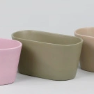 PORTAVASO CERAMICA PER 2 VASI ORCHIDEA 12 CM verde-salvia-opaco (Cod. 40360-03)
