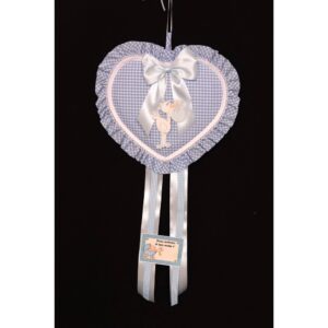 FIOCCO NASCITA CUORE CICOGNA azzurro (Cod. 40399-01)
