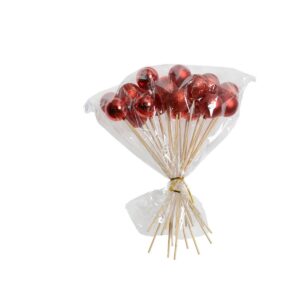 21 PZ. PALLINE CON STECCA H36 D6 CM rosso (Cod. 40266-01)