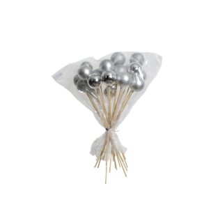 21 PZ. PALLINE CON STECCA H36 D6 CM argento (Cod. 40266-03)