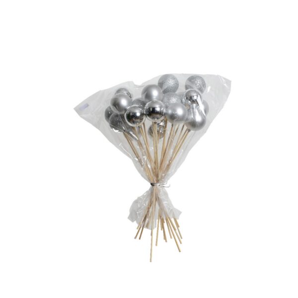 21 PZ. PALLINE CON STECCA H36 D6 CM argento (Cod. 40266-03)