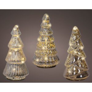 3 PZ. ALBERO LED VETRO INDOOR H17,5 D9 CM argento (Cod. 40275-01)