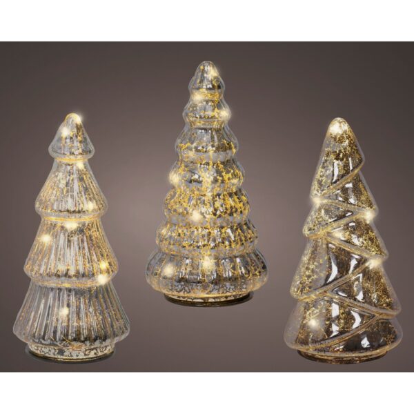 3 PZ. ALBERO LED VETRO INDOOR H17,5 D9 CM argento (Cod. 40275-01)